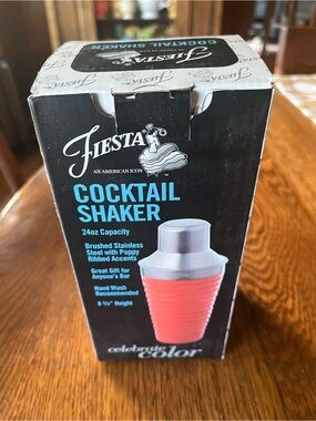 Fiesta Coral and Stainless Steel Cocktail Shaker